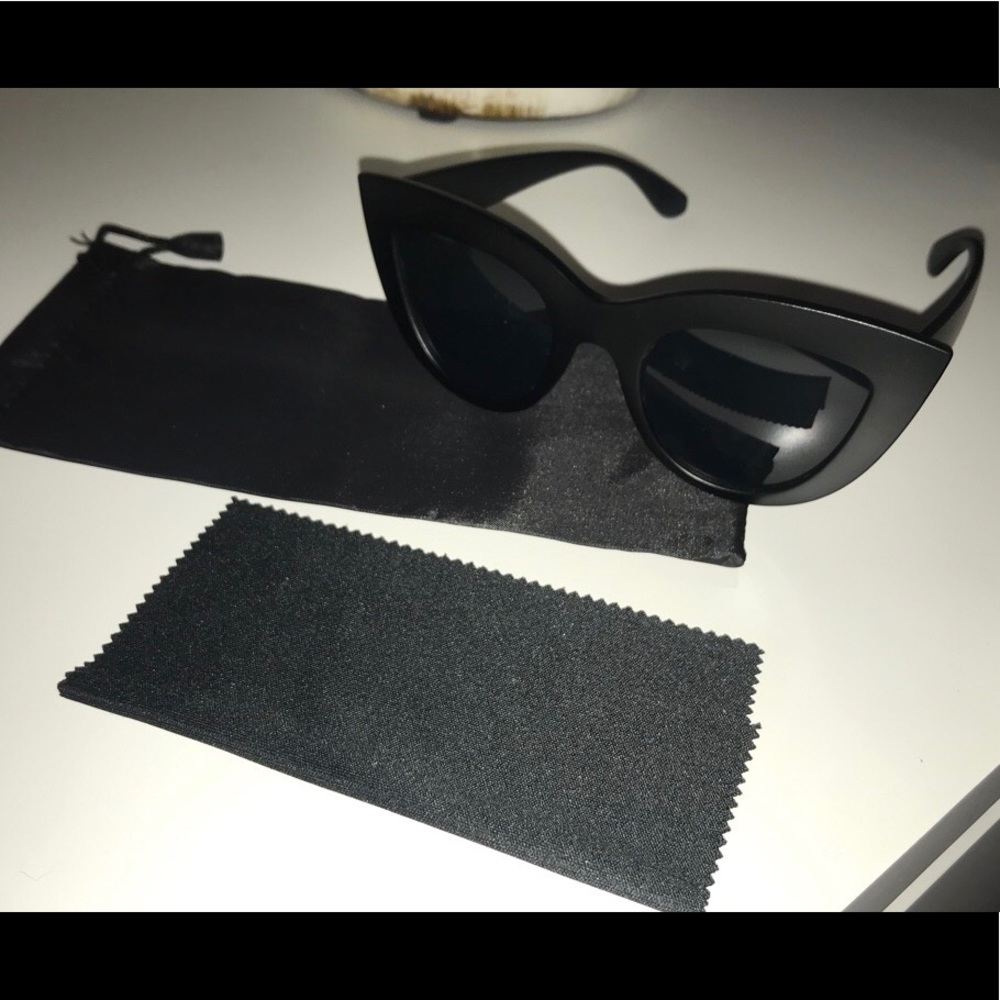 Celebrity Inspired Cat eye blacked out sunglasses